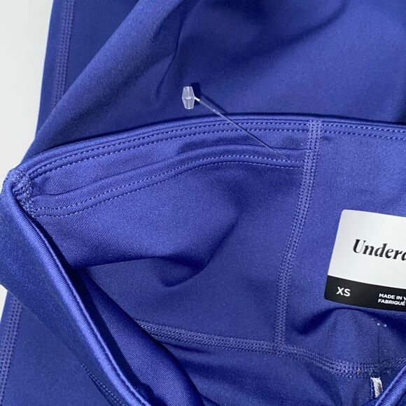 Underalls  mLined Crotch High-Rise Stretch Leggings Tights Athletic Yoga Blue XS - Picture 9 of 11
